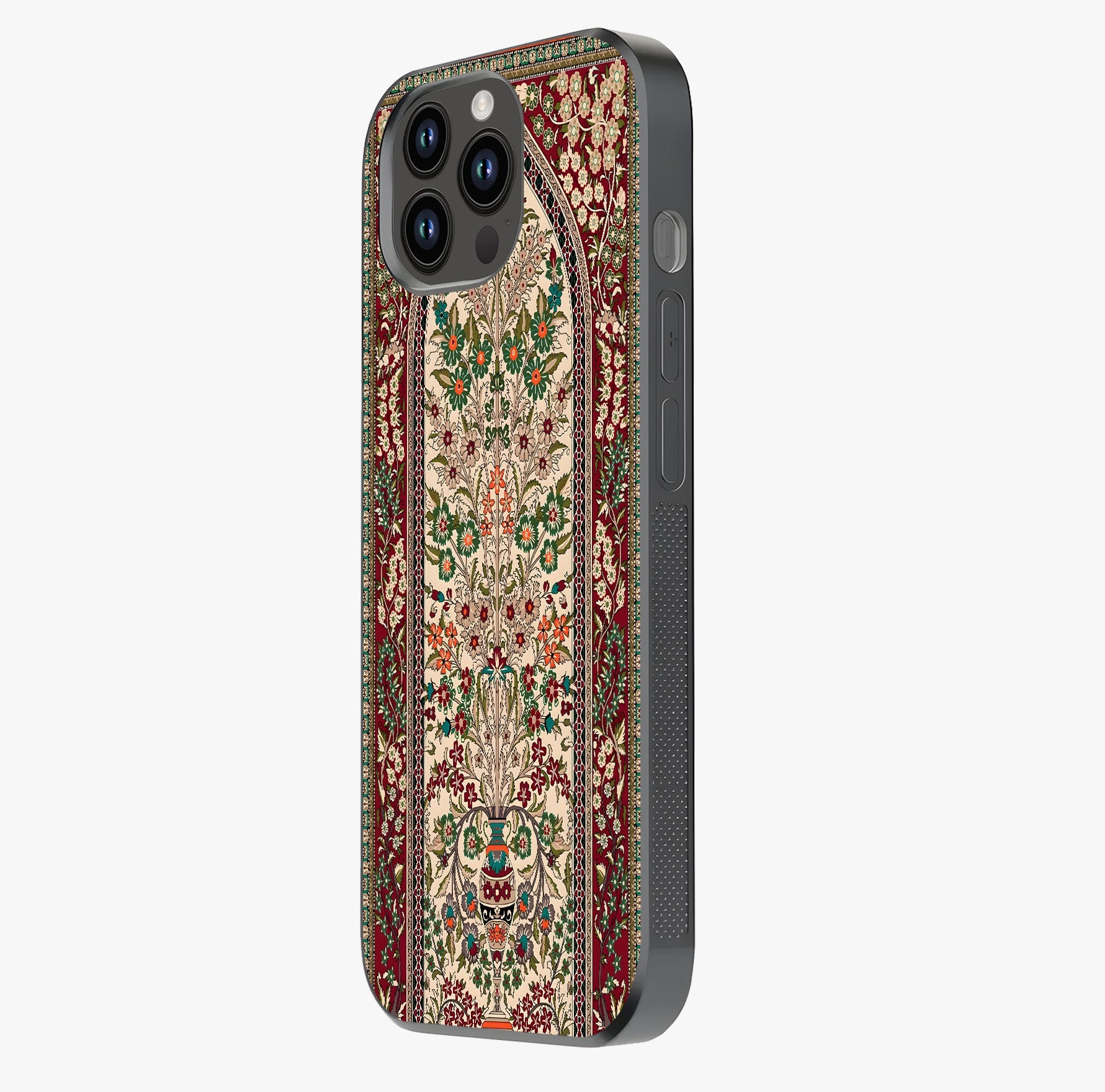 Persian Inspired Glass Case photographed in natural light showing reflective finish and design depth.