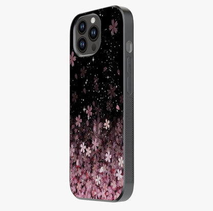 Small Starry Flowers Glass Case photographed in natural light showing reflective finish and design depth.