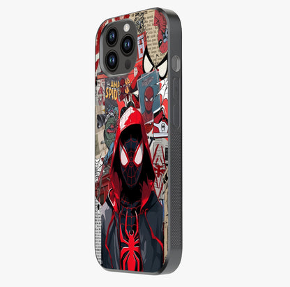 Spider Collage Street Glass Case photographed in natural light showing reflective finish and design depth.