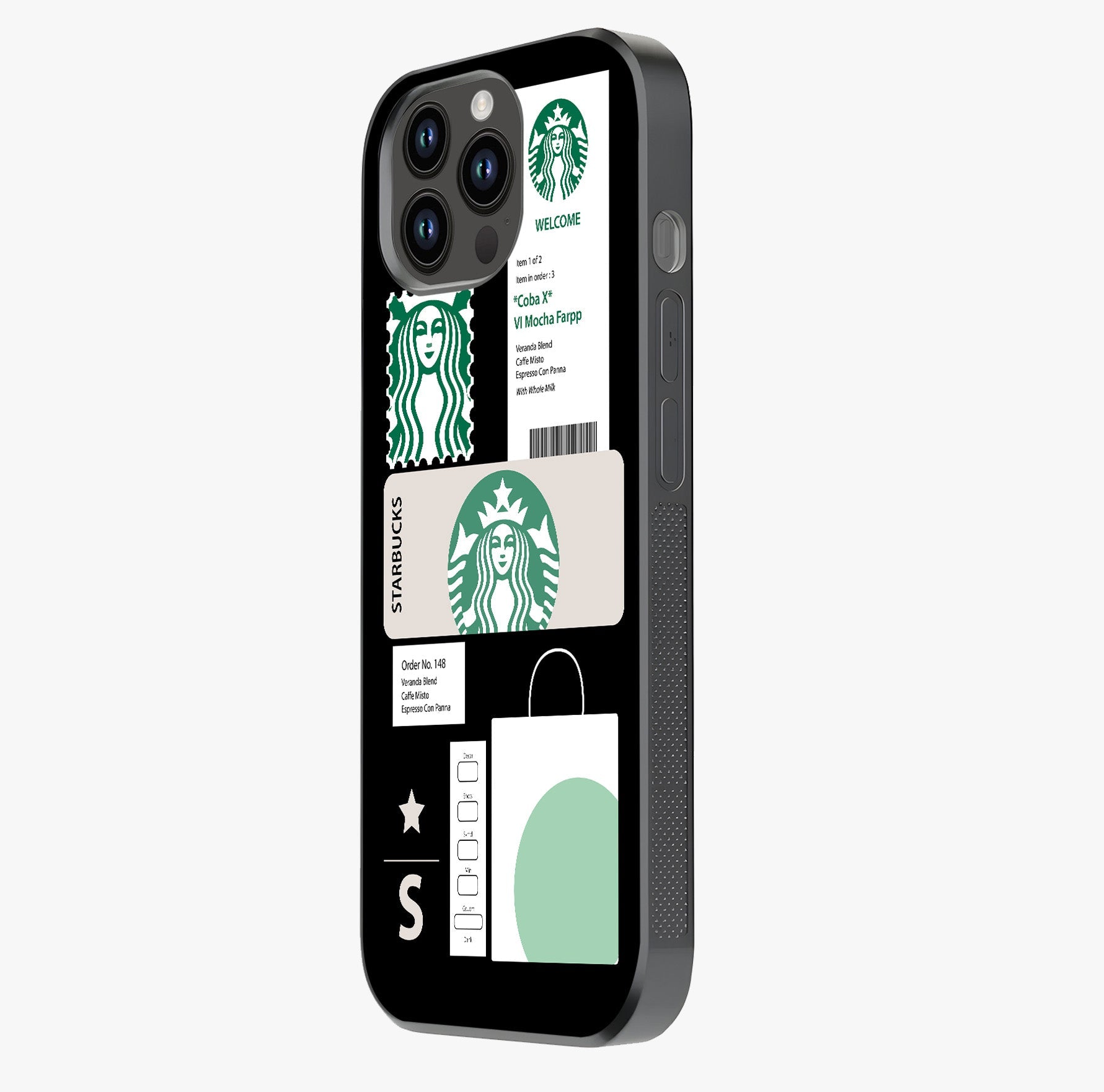 Starbucks Mocha Glass Case photographed in natural light showing reflective finish and design depth.