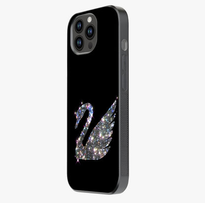 Starlit Swan Grace Glass Case photographed in natural light showing reflective finish and design depth.