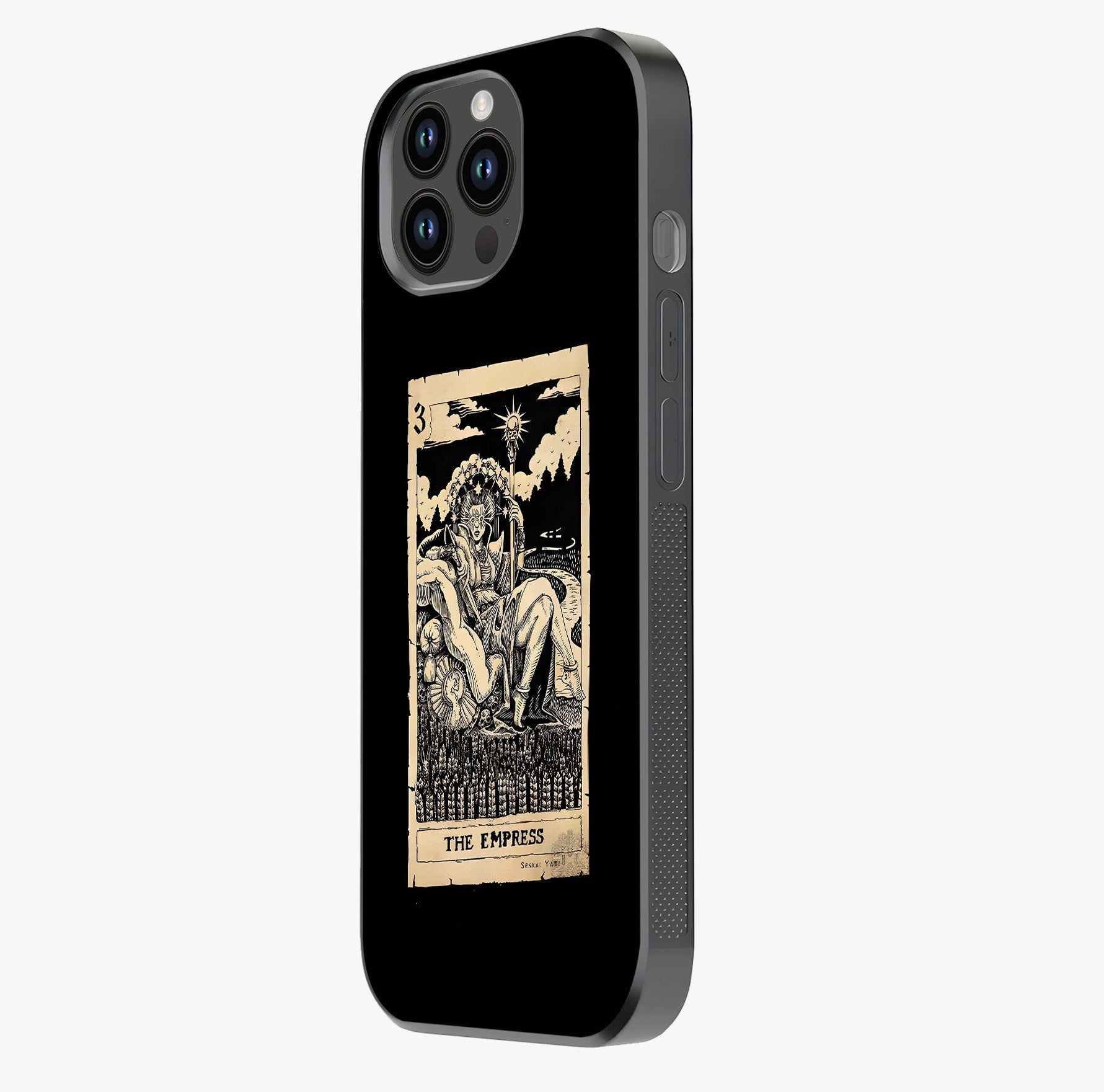 The Empress Glass Case photographed in natural light showing reflective finish and design depth.