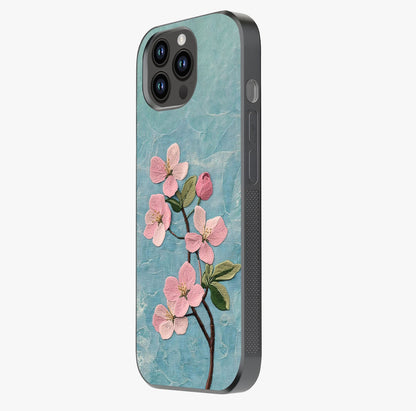 Threaded Blossom Breeze Glass Case photographed in natural light showing reflective finish and design depth.