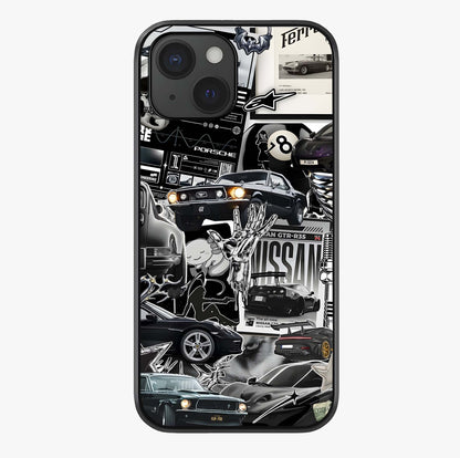 Aesthetic Dark Love Glass Case showing full back design in clean flat view with glossy glass finish.