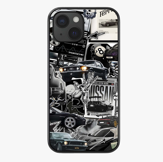 Aesthetic Dark Love Glass Case showing full back design in clean flat view with glossy glass finish.