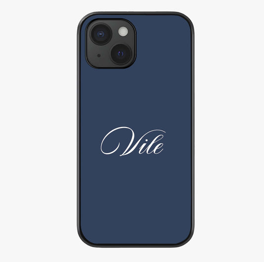 Blue Background Personalized Custom Name Glass Case showing full back design in clean flat view with glossy glass finish.
