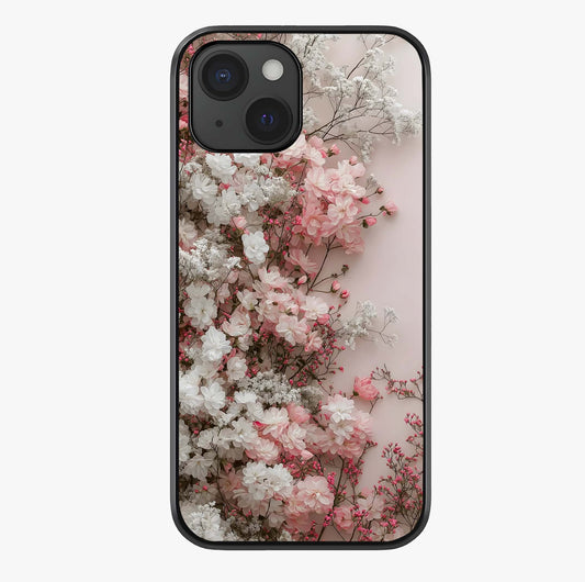 Blush Blossom Cloud Glass Case showing full back design in clean flat view with glossy glass finish.