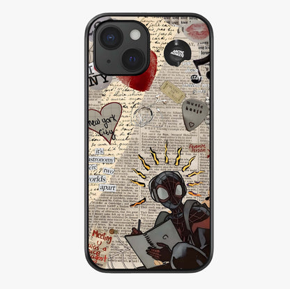 City Dream Sketch Glass Case showing full back design in clean flat view with glossy glass finish.