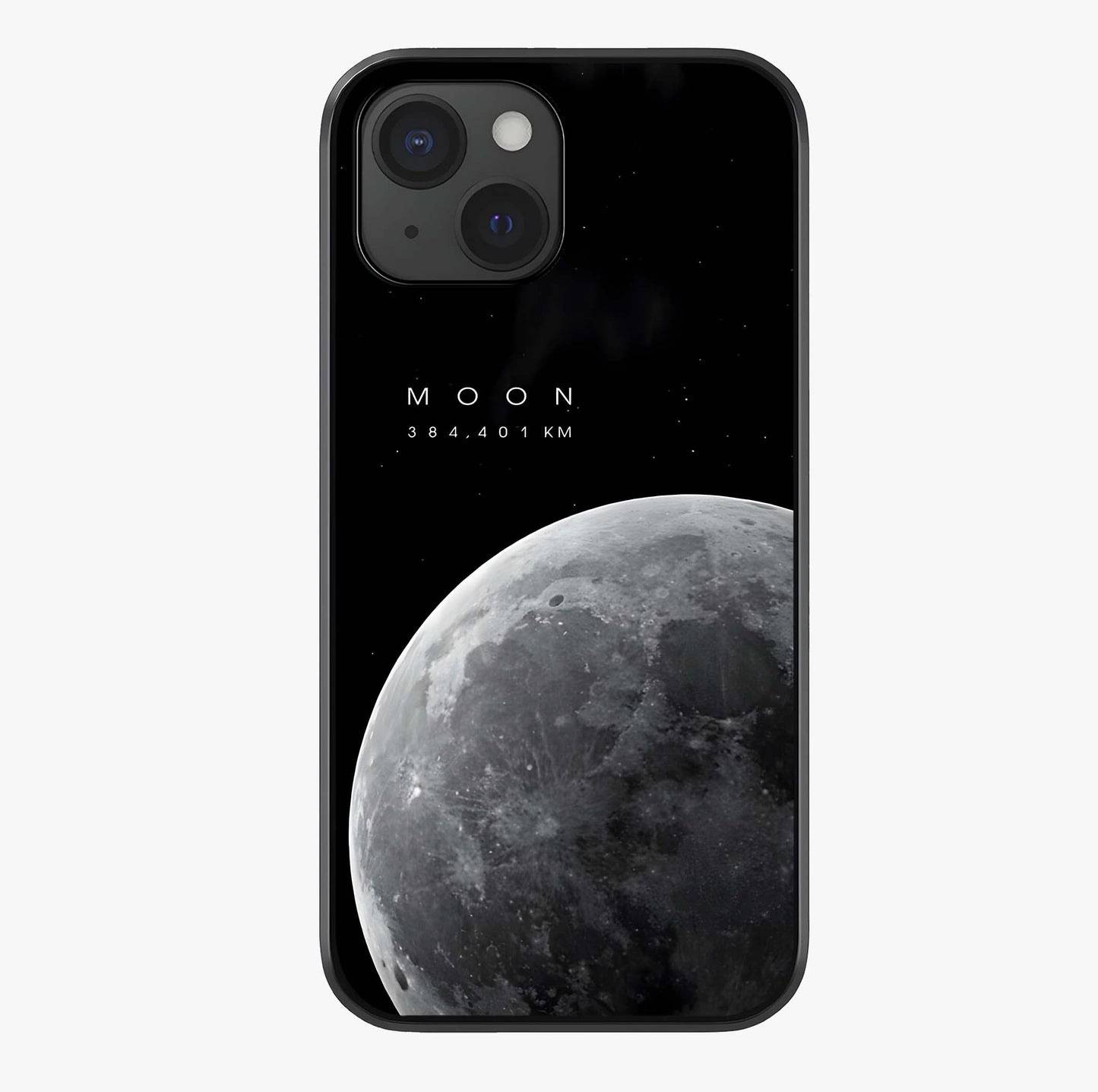 Cosmic Moon Glow Glass Case showing full back design in clean flat view with glossy glass finish.