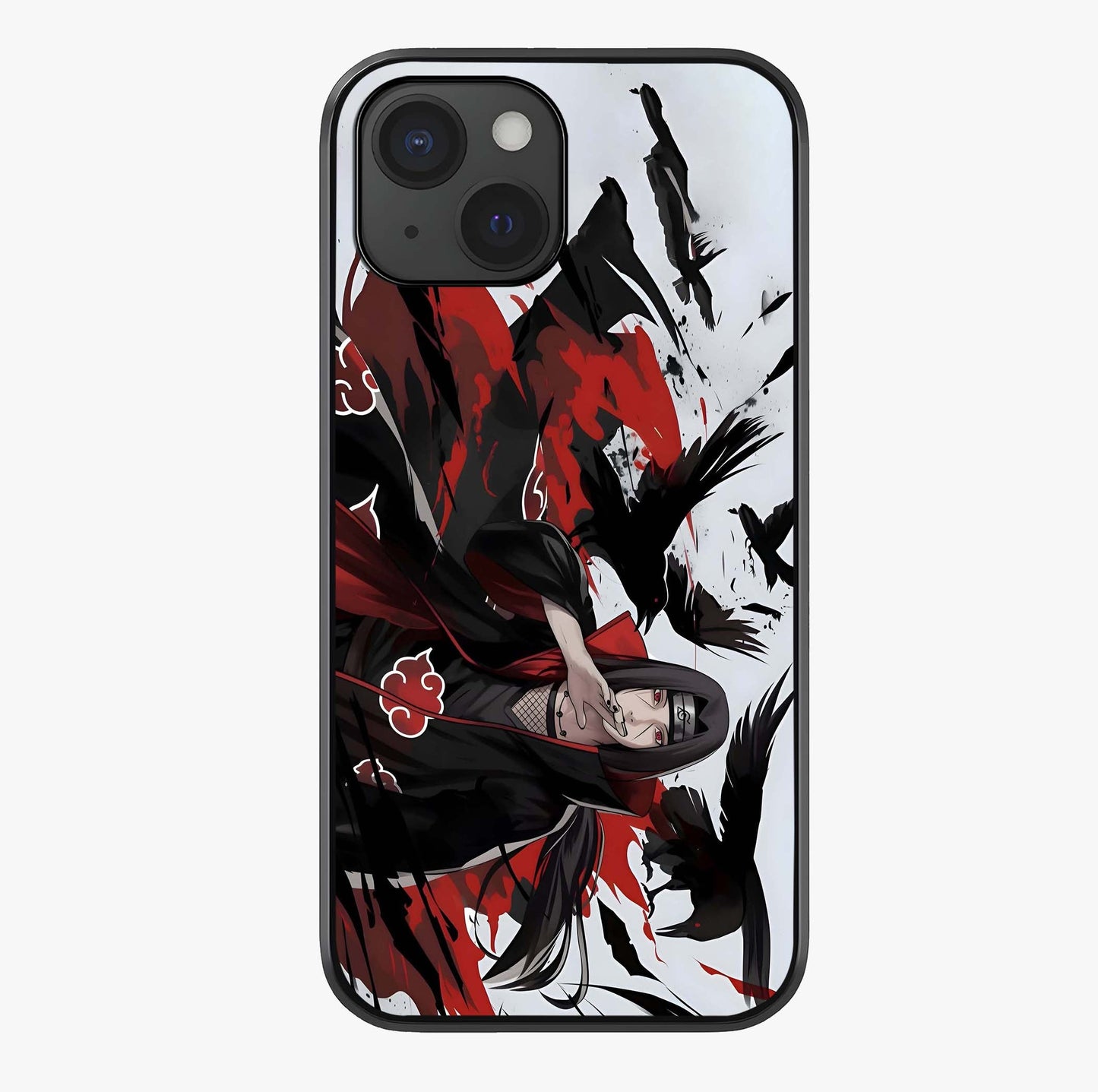 Crimson Crow Illusion Glass Case showing full back design in clean flat view with glossy glass finish.