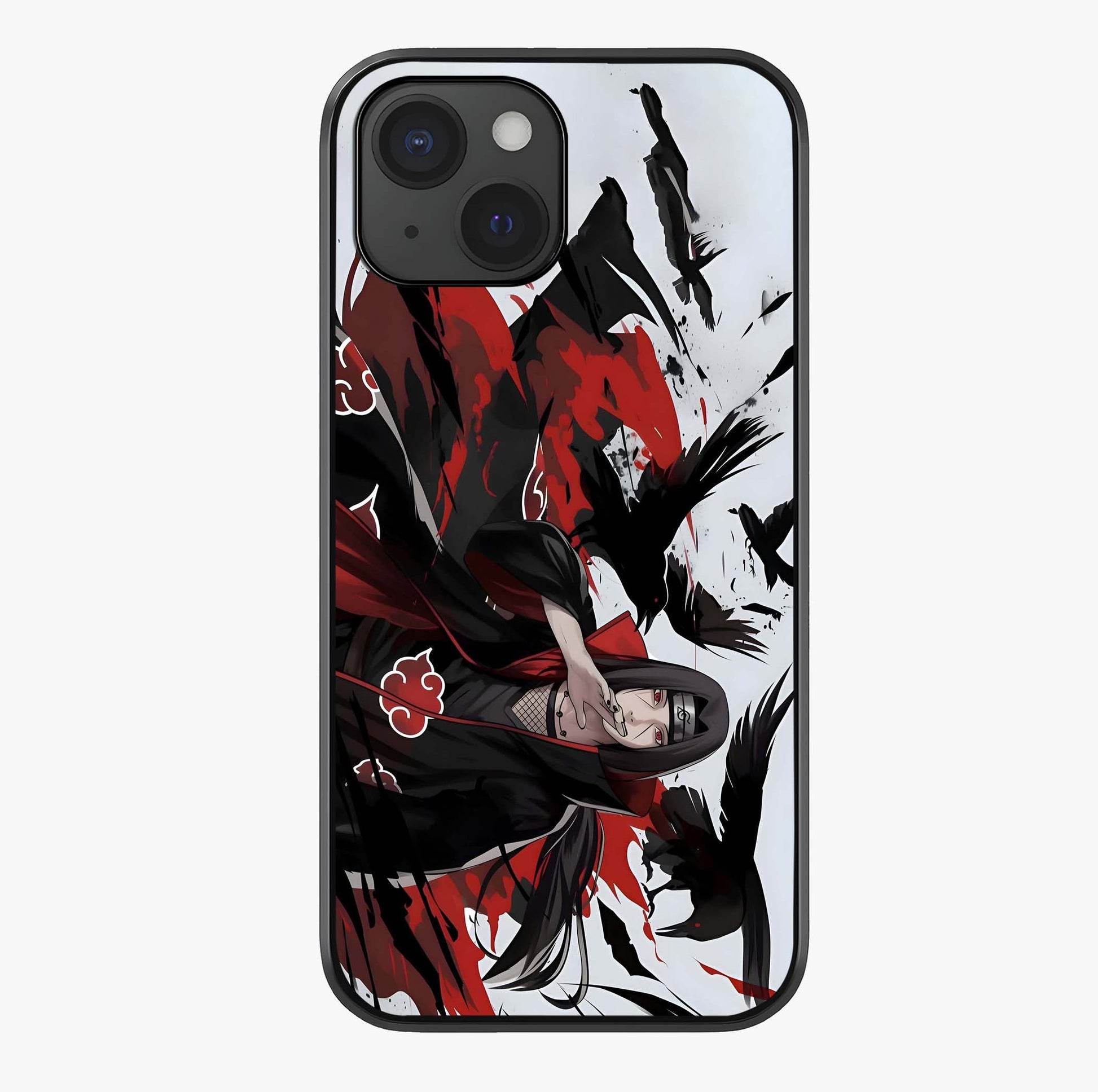 Crimson Crow Illusion Glass Case showing full back design in clean flat view with glossy glass finish.