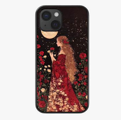 Crimson Dreams Glass Case showing full back design in clean flat view with glossy glass finish.