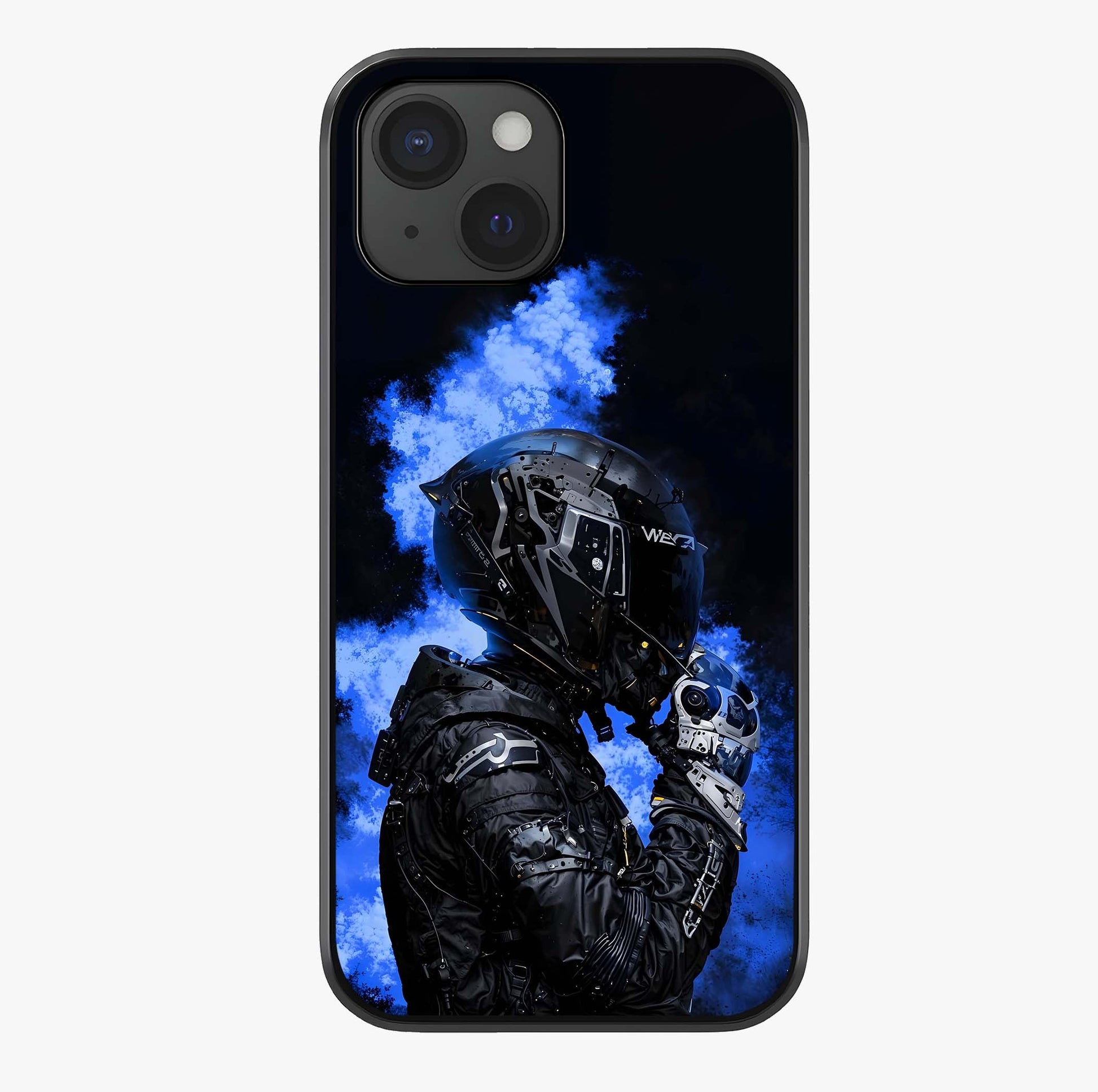 Cyber Sentinel Protocol Glass Case showing full back design in clean flat view with glossy glass finish.