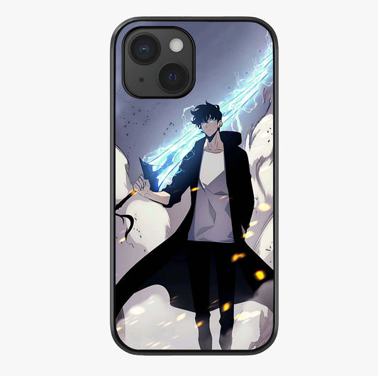 Dark Lightning Anime Warrior Glass Case showing full back design in clean flat view with glossy glass finish.