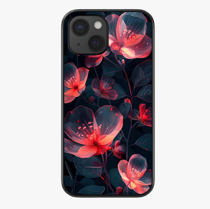 Dark Shade Of Flower Glass Case showing full back design in clean flat view with glossy glass finish.