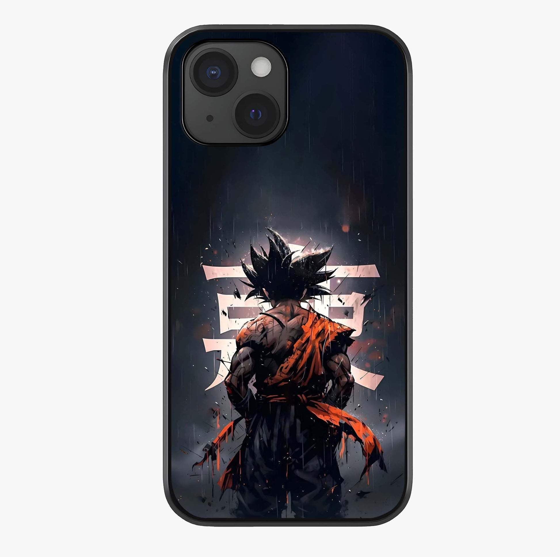 Dark Warrior In Rain Glass Case showing full back design in clean flat view with glossy glass finish.