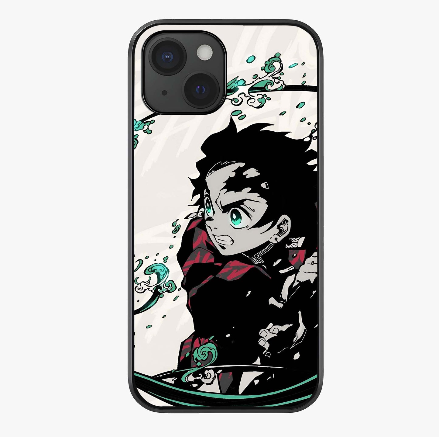 Demon Slayer Glass Case showing full back design in clean flat view with glossy glass finish.