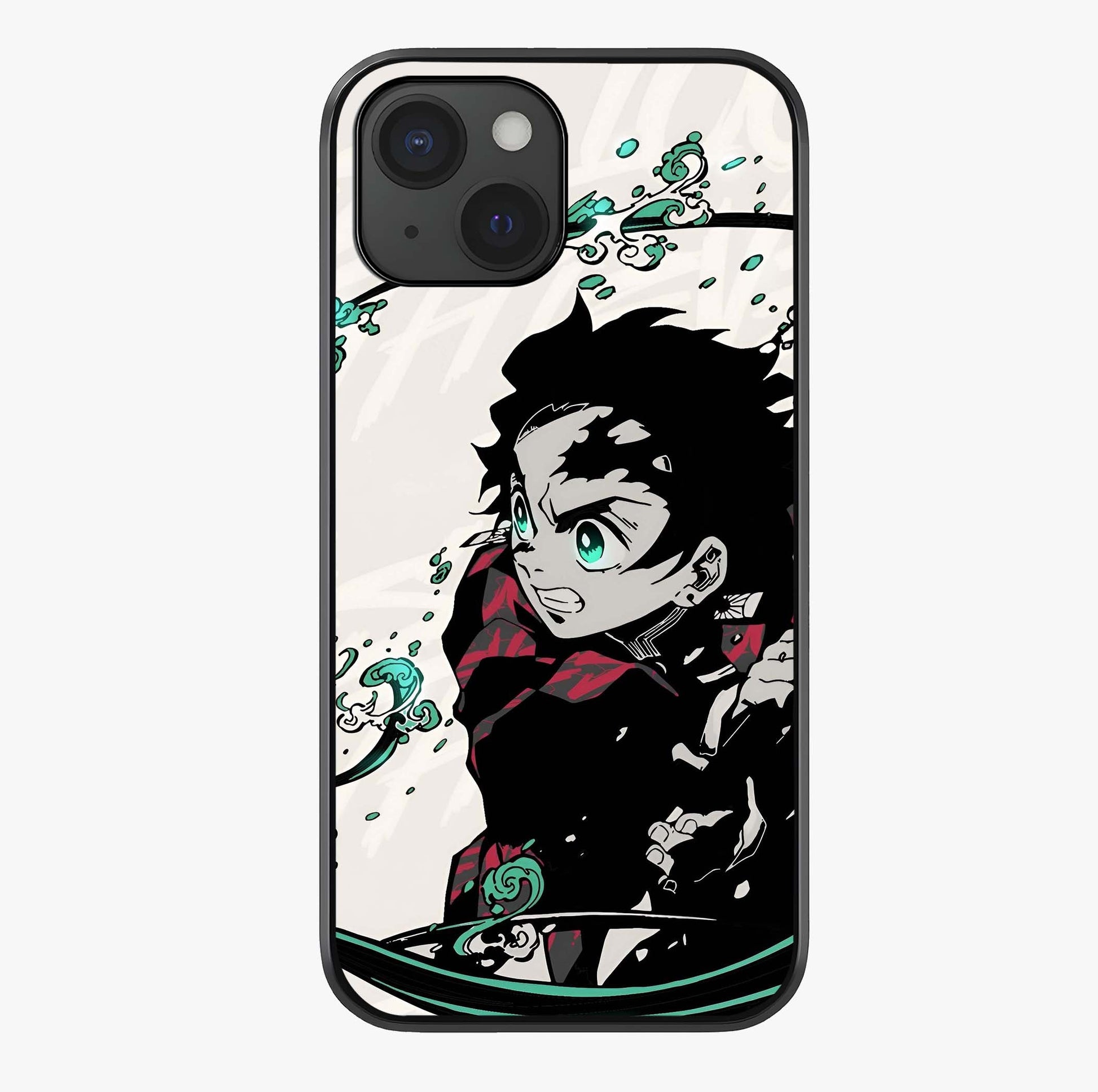 Demon Slayer Glass Case showing full back design in clean flat view with glossy glass finish.