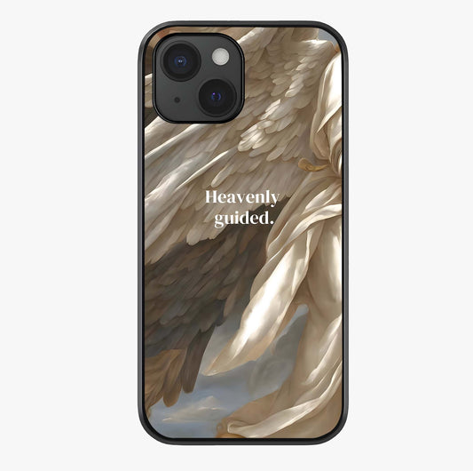 Divine Winged Grace Glass Case showing full back design in clean flat view with glossy glass finish.