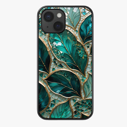 Emerald Leaf Glass Glass Case showing full back design in clean flat view with glossy glass finish.