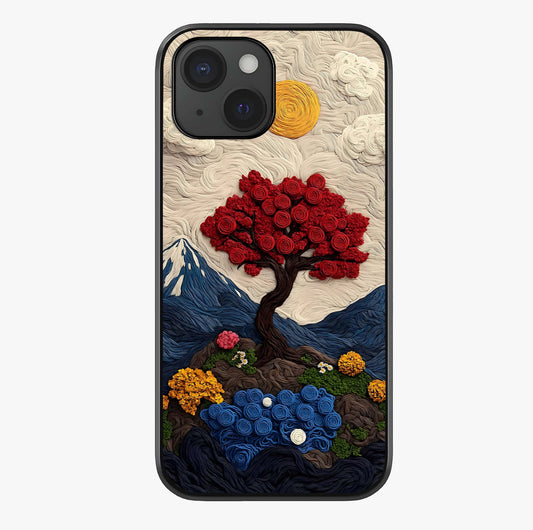 Eternal Nature Tapestry Glass Case showing full back design in clean flat view with glossy glass finish.