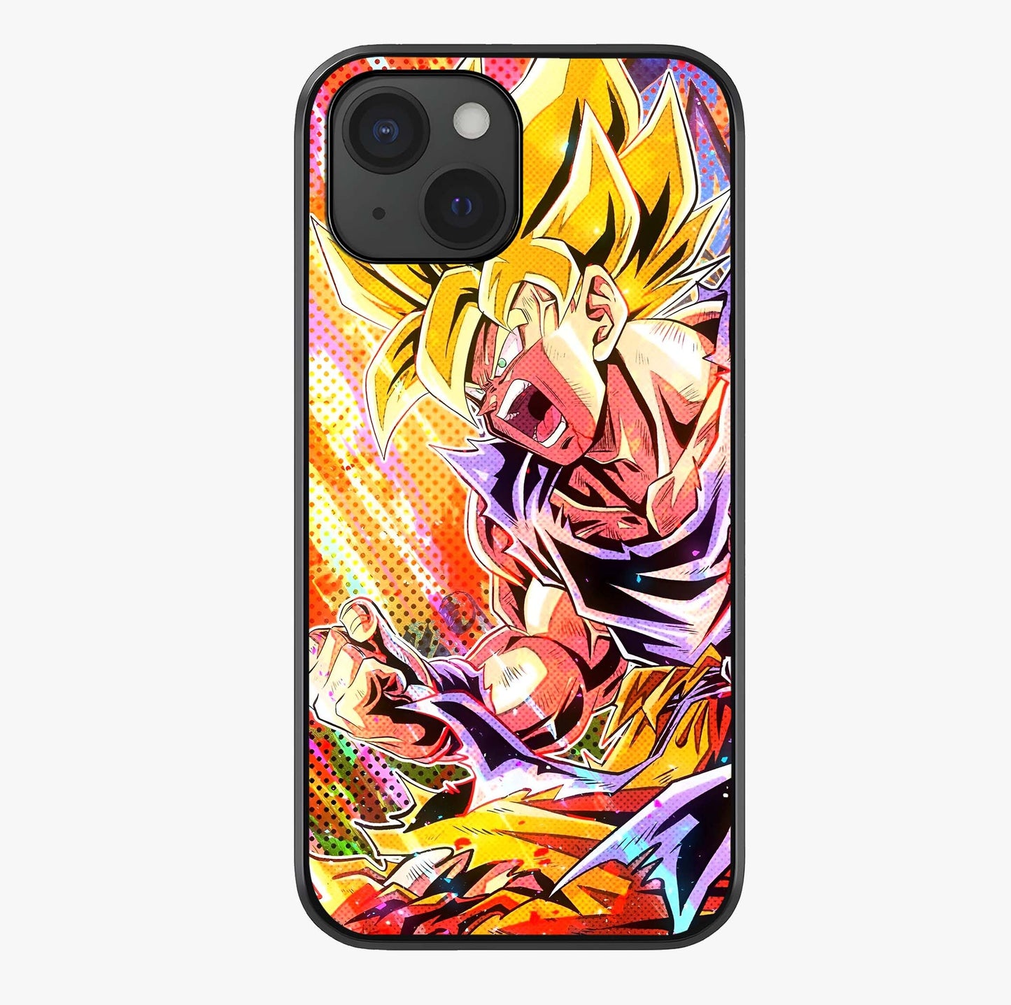 Firing Goku Glass Case showing full back design in clean flat view with glossy glass finish.