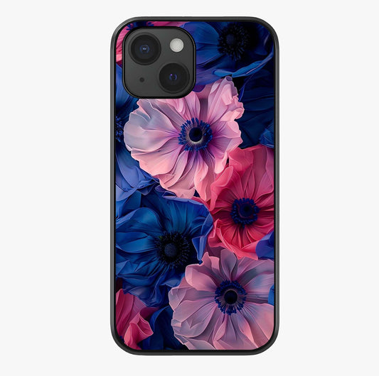 Flower Paper Art Pattern Glass Case showing full back design in clean flat view with glossy glass finish.
