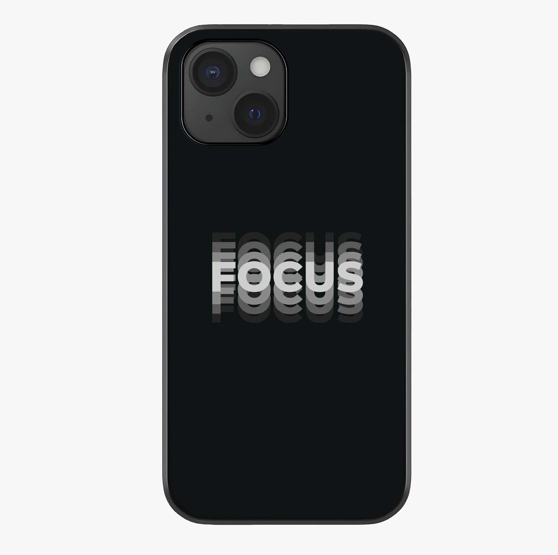 Focus Mode On Glass Case showing full back design in clean flat view with glossy glass finish.