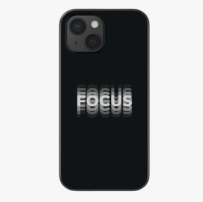 Focus Mode On Glass Case showing full back design in clean flat view with glossy glass finish.