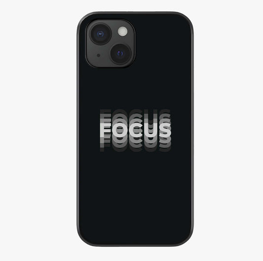 Focus Mode On Glass Case showing full back design in clean flat view with glossy glass finish.