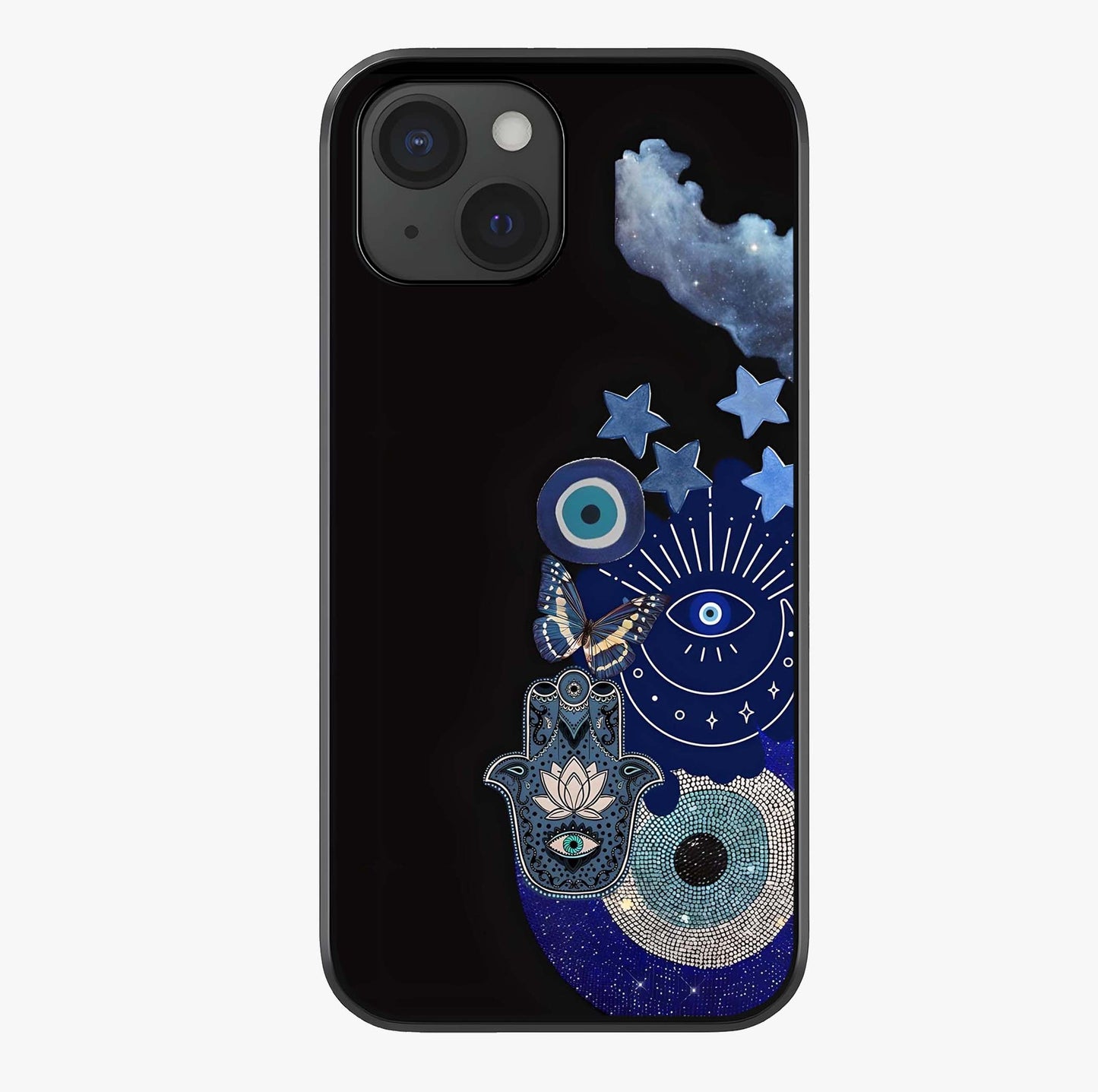 Galactic Charm Cluster Glass Case showing full back design in clean flat view with glossy glass finish.