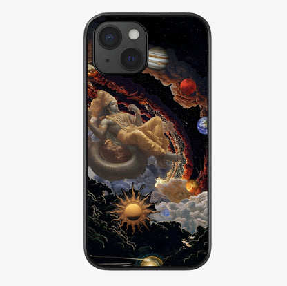 Galactic Divine God Glass Case showing full back design in clean flat view with glossy glass finish.