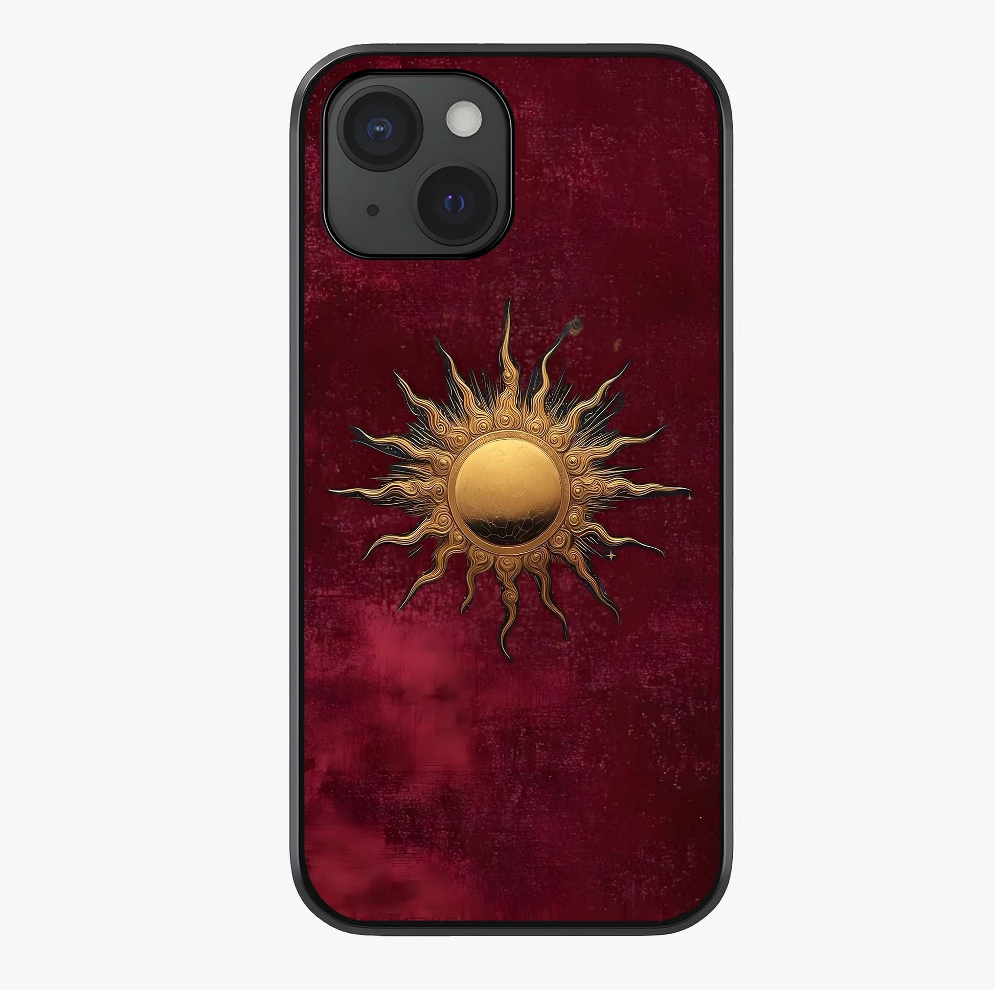 Gold Sun Blush Glass Case showing full back design in clean flat view with glossy glass finish.