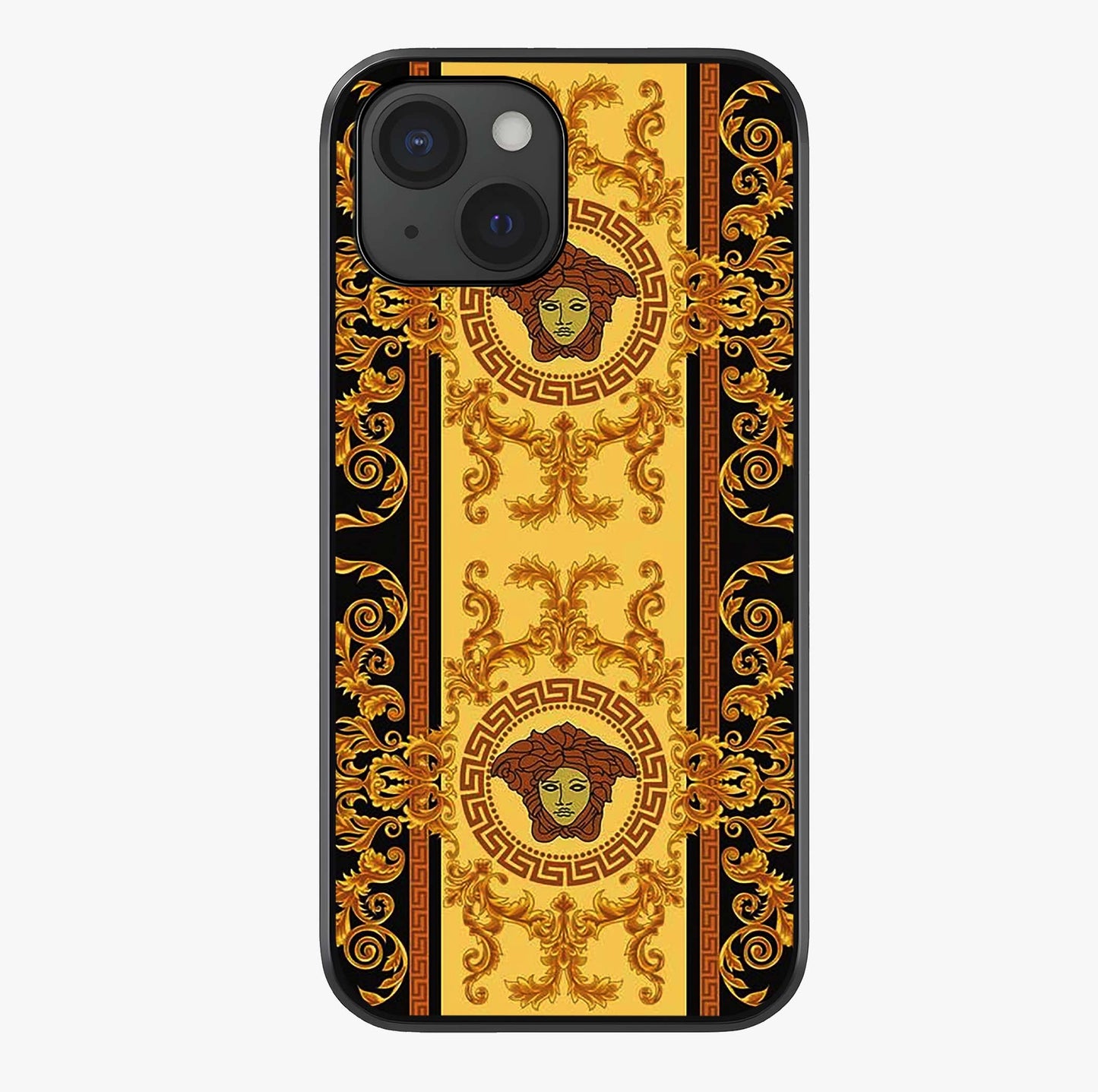 Golden Royal Heritage Glass Case showing full back design in clean flat view with glossy glass finish.