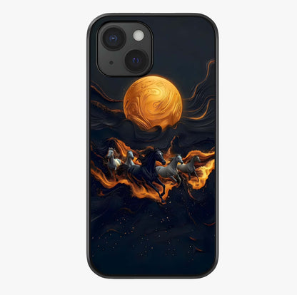 Golden Stallion Moonride Glass Case showing full back design in clean flat view with glossy glass finish.