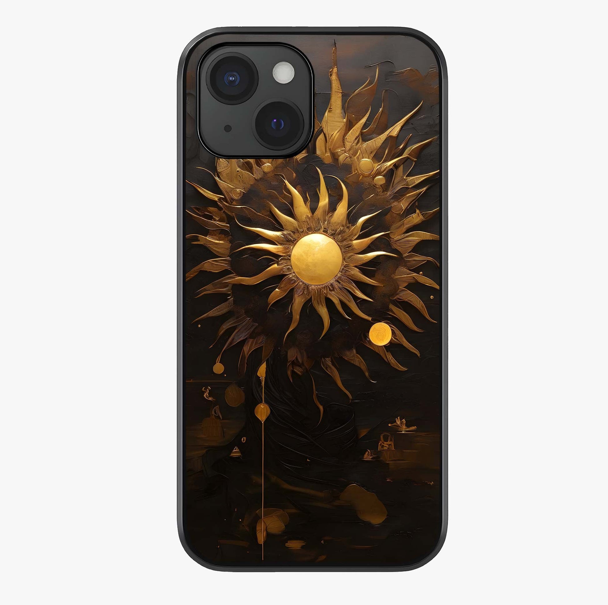 Golden Sun Majesty Glass Case showing full back design in clean flat view with glossy glass finish.