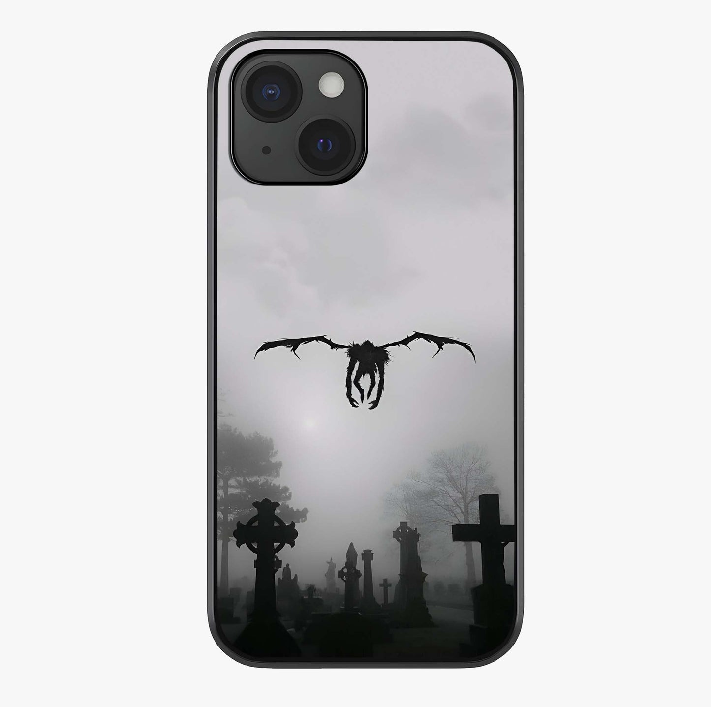 Graveyard Shadow Descent Glass Case showing full back design in clean flat view with glossy glass finish.