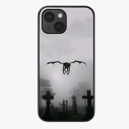 Graveyard Shadow Descent Glass Case showing full back design in clean flat view with glossy glass finish.