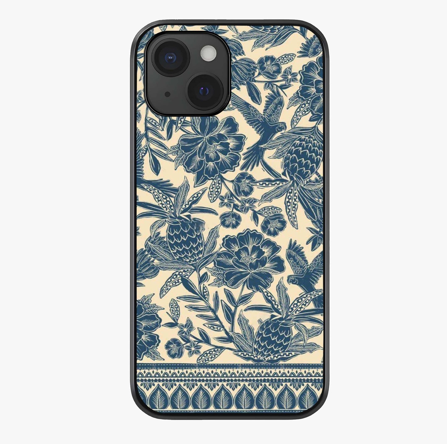 Heirloom Wild Bloom Glass Case showing full back design in clean flat view with glossy glass finish.