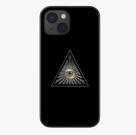 Illuminati Evil Glass Case showing full back design in clean flat view with glossy glass finish.