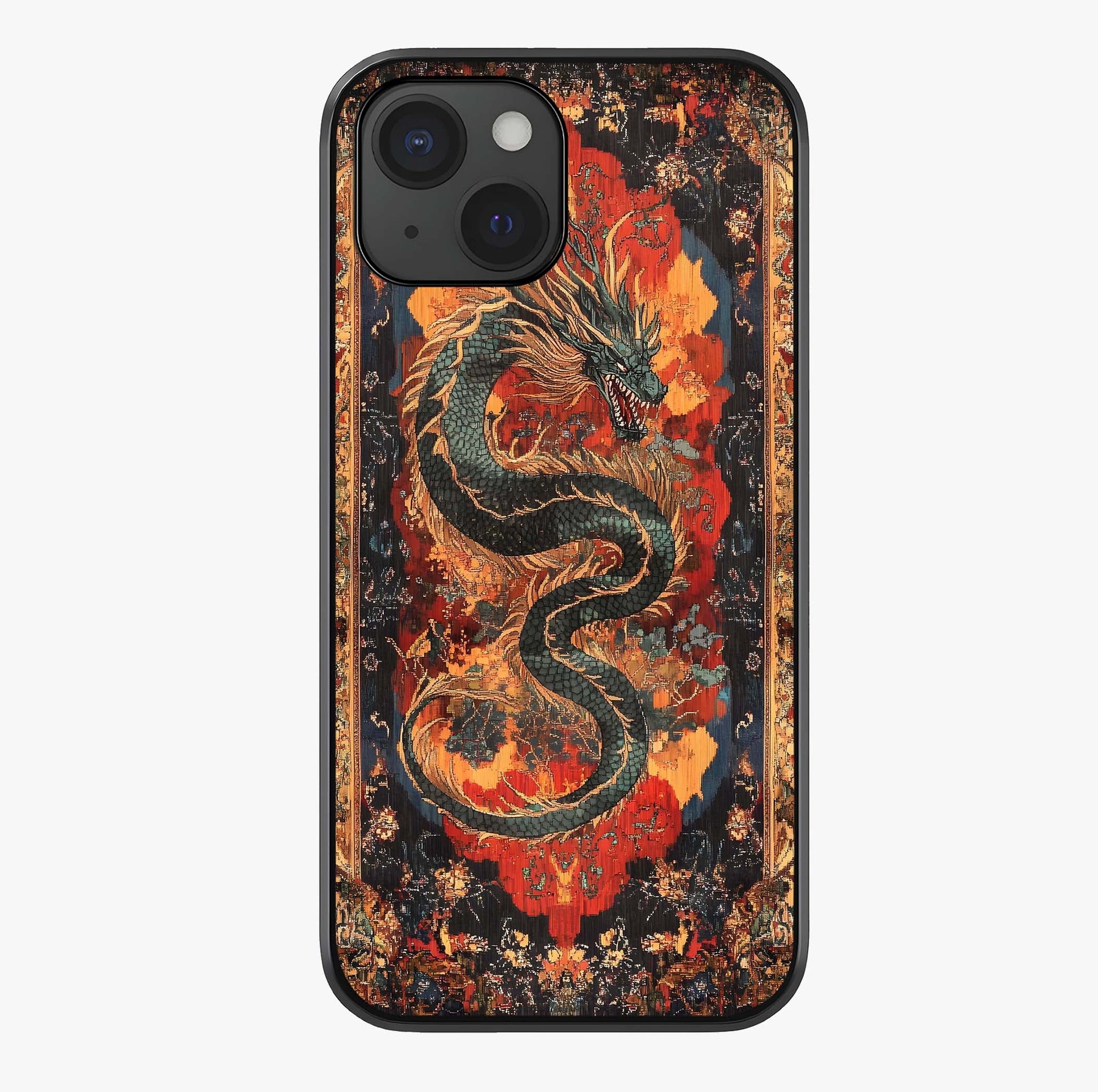 Inferno Dragon Soul Glass Case showing full back design in clean flat view with glossy glass finish.