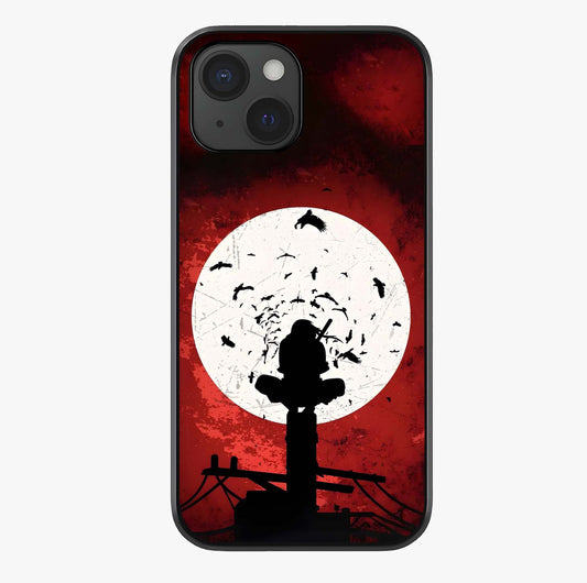 Itachi Limited Edition Naruto Anime Glass Case showing full back design in clean flat view with glossy glass finish.