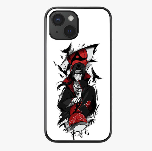 Itachi Sharingan Glass Case showing full back design in clean flat view with glossy glass finish.