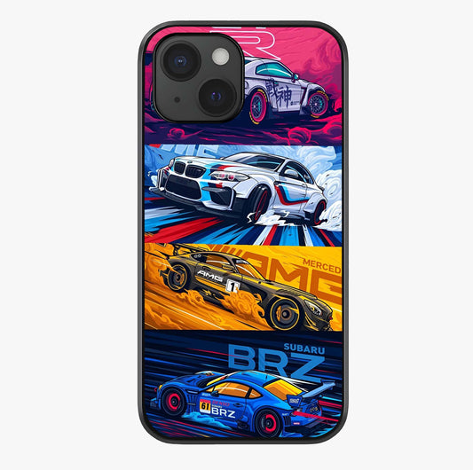 Jdm Sports Car Glass Case showing full back design in clean flat view with glossy glass finish.