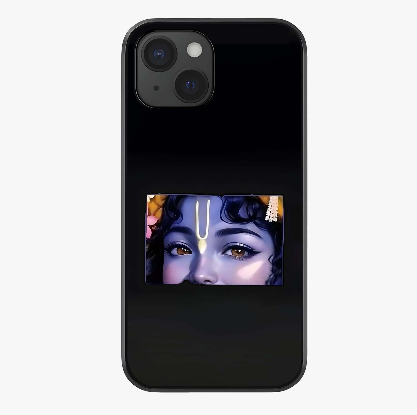 Krishna Divine Embrace Glass Case showing full back design in clean flat view with glossy glass finish.