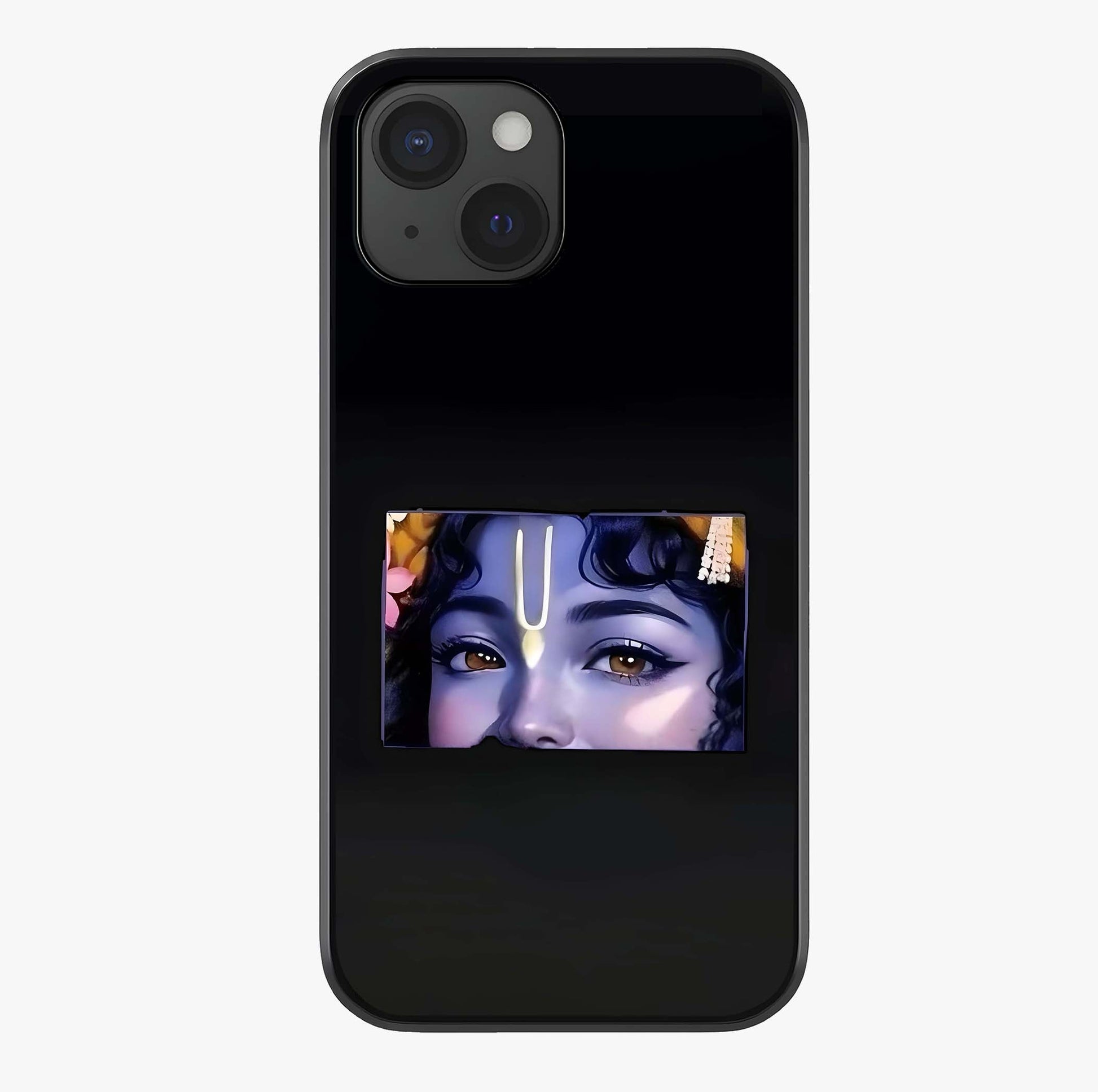 Krishna Divine Embrace Glass Case showing full back design in clean flat view with glossy glass finish.