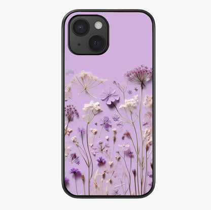 Lavender Blossom Dream Glass Case showing full back design in clean flat view with glossy glass finish.