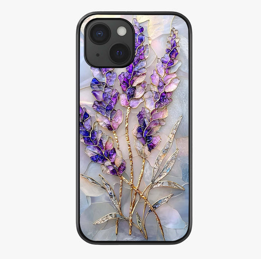 Lavender Dream Glow Glass Case showing full back design in clean flat view with glossy glass finish.