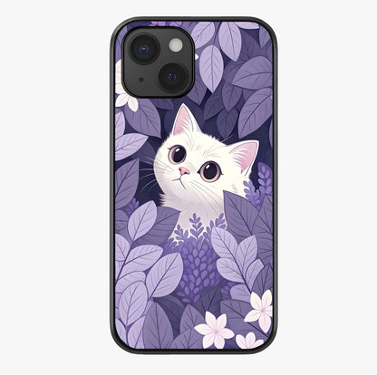 Lilac Hide Peek Cat Glass Case showing full back design in clean flat view with glossy glass finish.