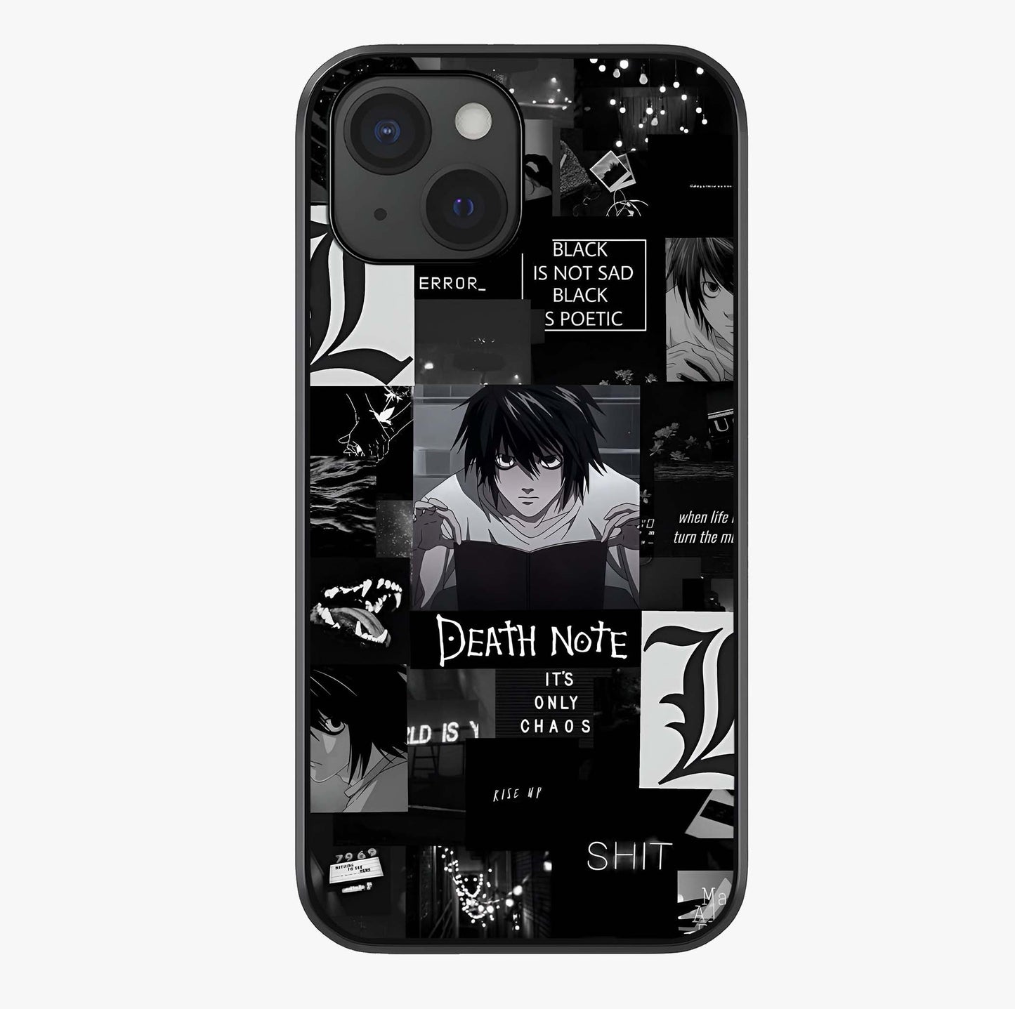 Midnight Chaos Mind Glass Case showing full back design in clean flat view with glossy glass finish.